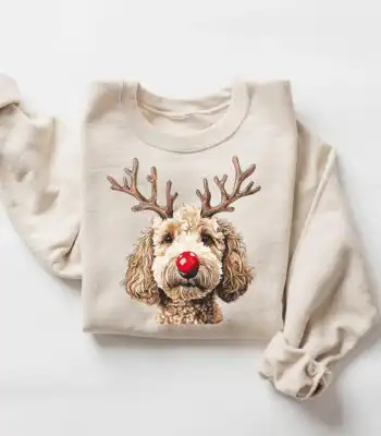 Goldendoodle Christmas Sweater – Fun Reindeer Holiday Shirt