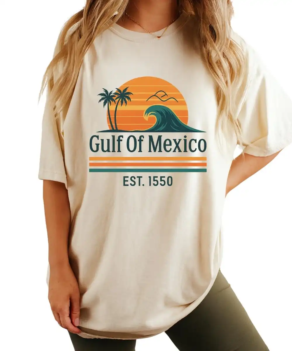 Gulf of Mexico Beach Tee – Retro Palm Sunset Graphic Shirt Gulf of Mexico Beach Tee – Retro Palm Sunset Graphic Shirt