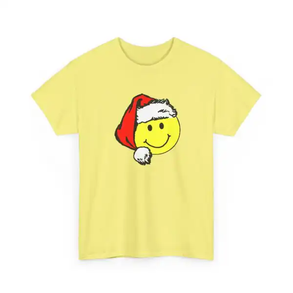 Happy Face Santa 1980s Tee – Retro Christmas Graphic Shirt