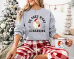 He Sees What You've Been Reading Santa Sweatshirt - Funny Xmas Gift