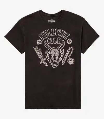 Hellfire Club Double-Sided Dark Wash Tee – Retro Fan Shirt