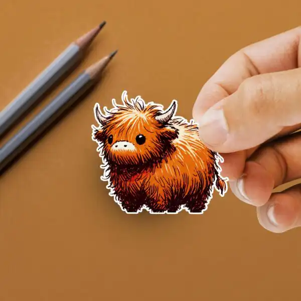 Highland Cow Sticker - Handmade Waterproof Vinyl - Cute Gift