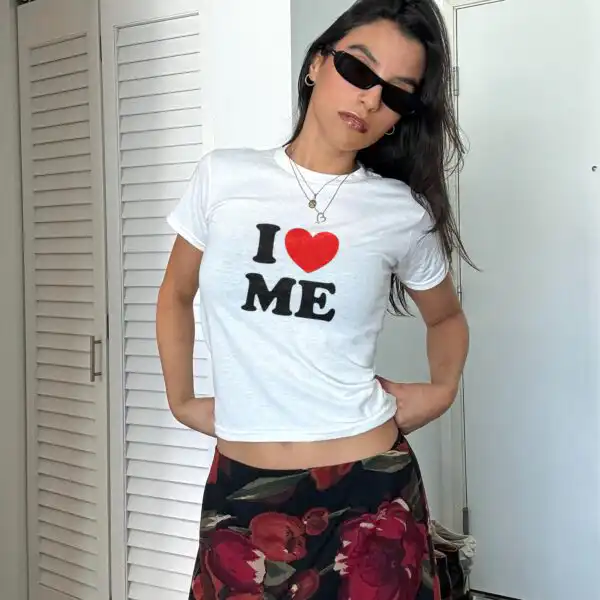 I Love Me Myself And I Vintage Baby Tee – Funny Self Love Top