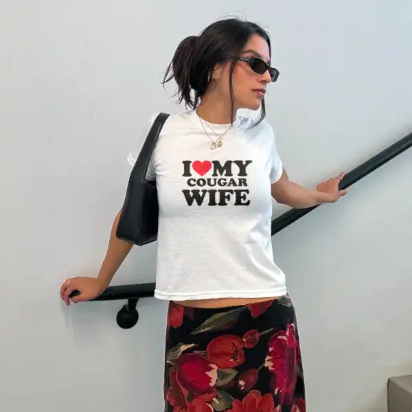 I Love My Cougar Wife Vintage Baby Tee – Funny Romantic Gift