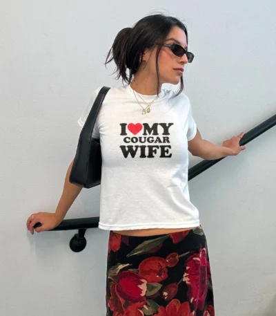 I Love My Cougar Wife Vintage Baby Tee – Funny Romantic Gift