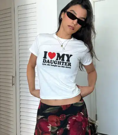 I love my daughter baby tee – Funny parent gift crop top