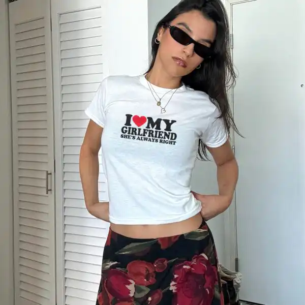 I Love My Girlfriend Always Right Vintage Baby Tee – Cute Gift