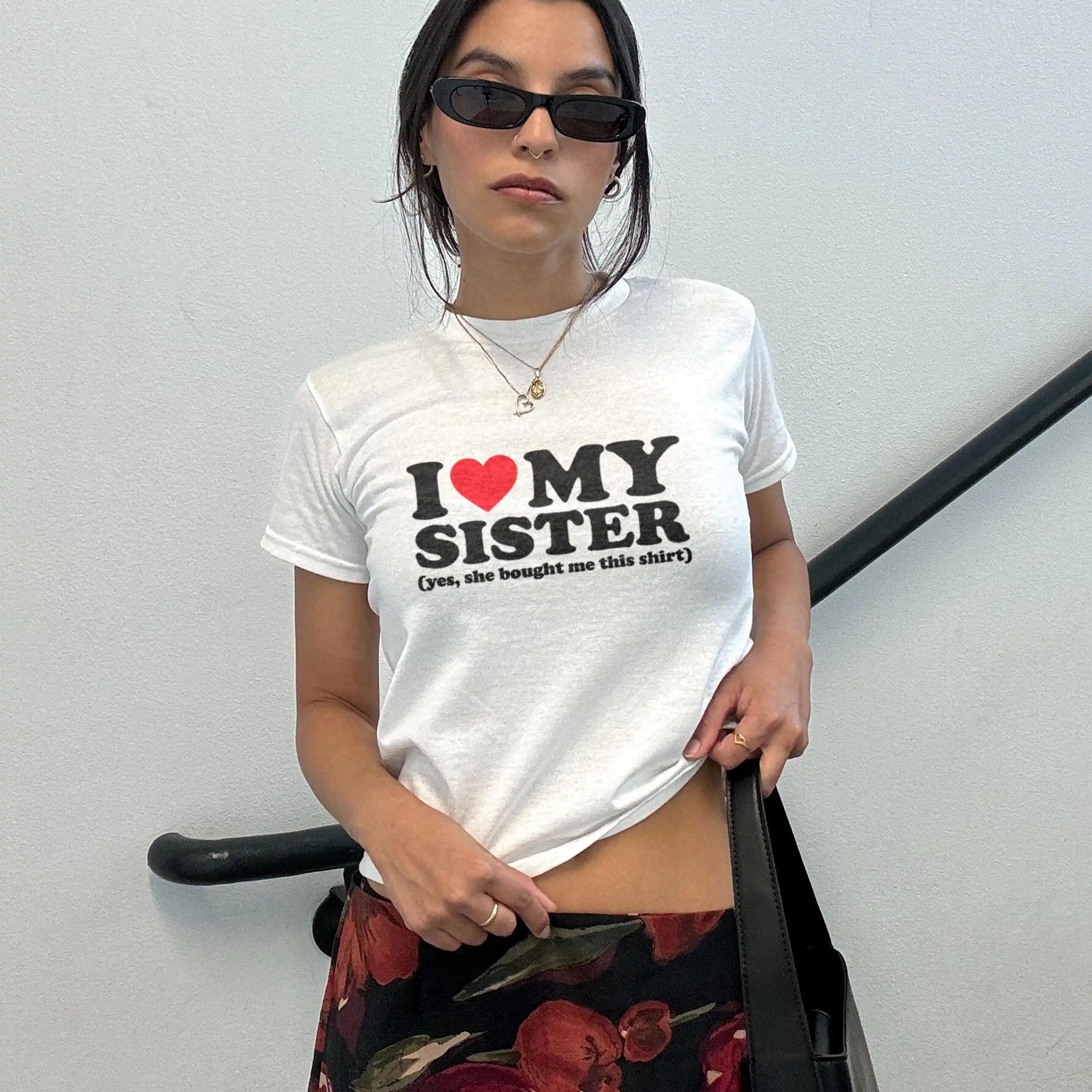 I Love My Sister Baby Tee - Funny Sibling Crop Top Gift I Love My Sister Baby Tee - Funny Sibling Crop Top Gift