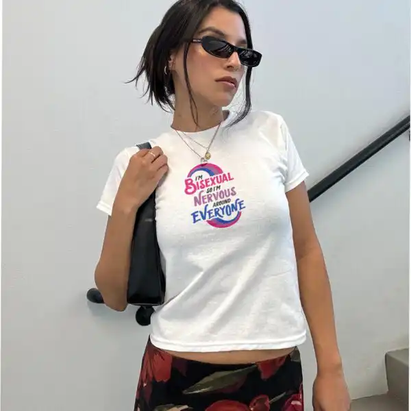 I'm Bisexual So I'm Nervous Baby Tee – Funny Pride Graphic Top
