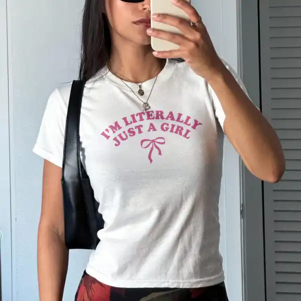 I'm Literally Just A Lesbian Baby Tee – Retro Y2K Pride Crop Top