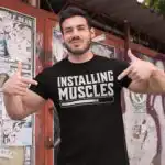 Installing Muscles Funny T-Shirt – Humorous Gym Workout Tee