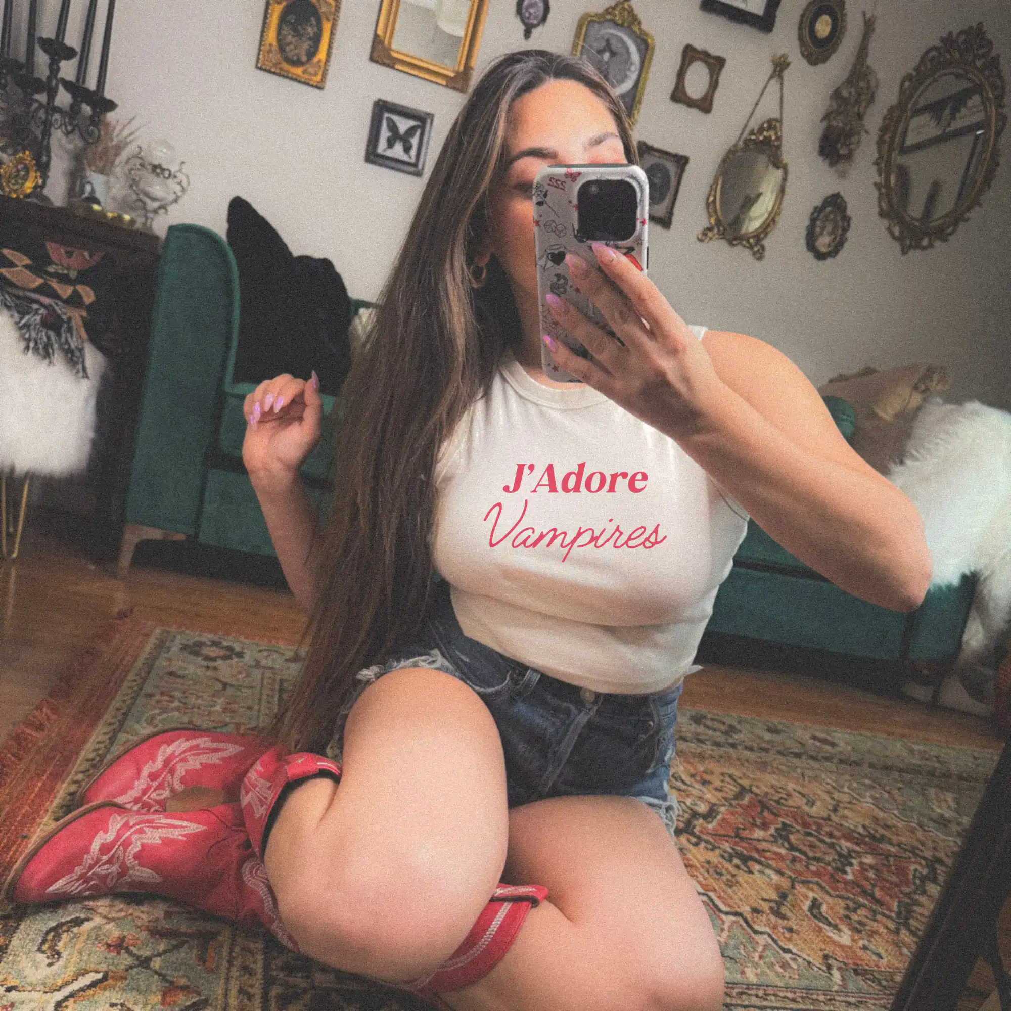 J'Adore Vampire Tank – Emo Cowgirl Style Graphic Top J'Adore Vampire Tank – Emo Cowgirl Style Graphic Top