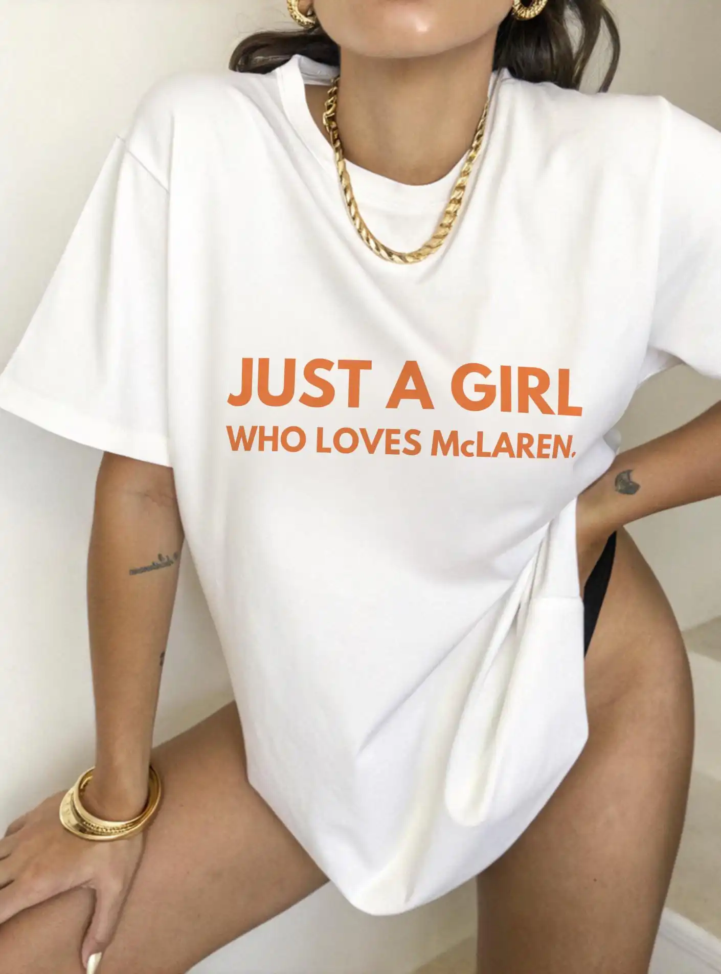 Just a Girl Who Loves Motorsport Tee – Soft Papaya F1 Shirt Just a Girl Who Loves Motorsport Tee – Soft Papaya F1 Shirt