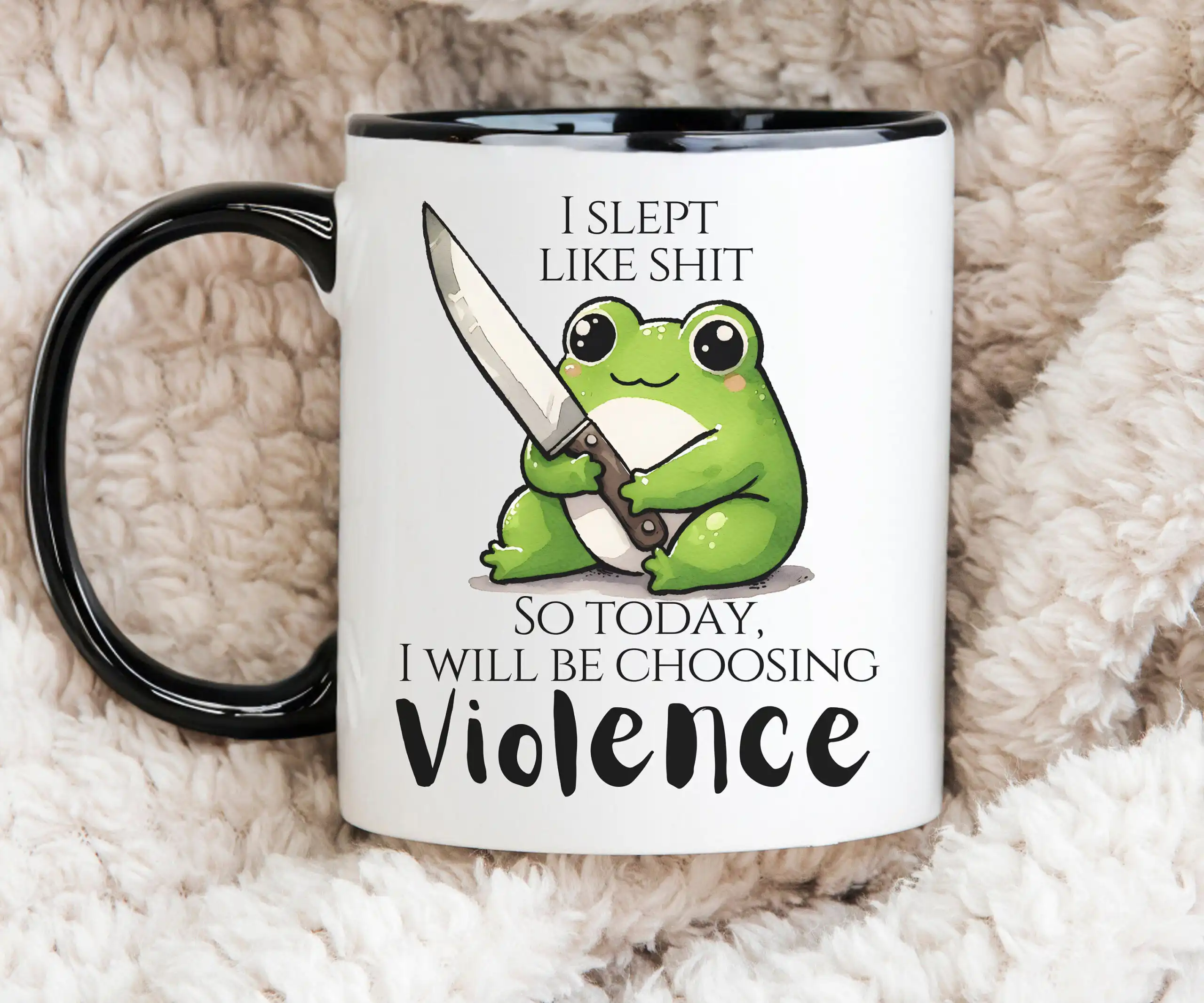 Kawaii Frog Coffee Mug – Funny Sarcastic Gift in Black or White Kawaii Frog Coffee Mug – Funny Sarcastic Gift in Black or White