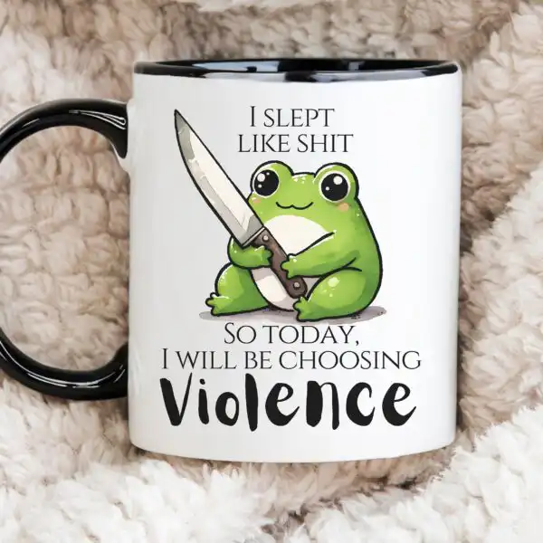 Kawaii Frog Coffee Mug – Sarcastic Ceramic Gift in Black or White