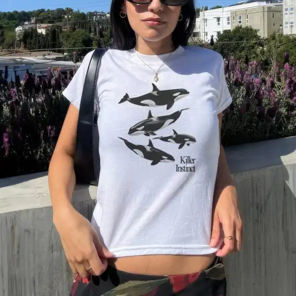 Killer Whales Vintage Baby Tee – Unique Ocean Lover Gift