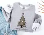 Leopard Christmas Tree Sweatshirt – Soft Unisex Holiday Top