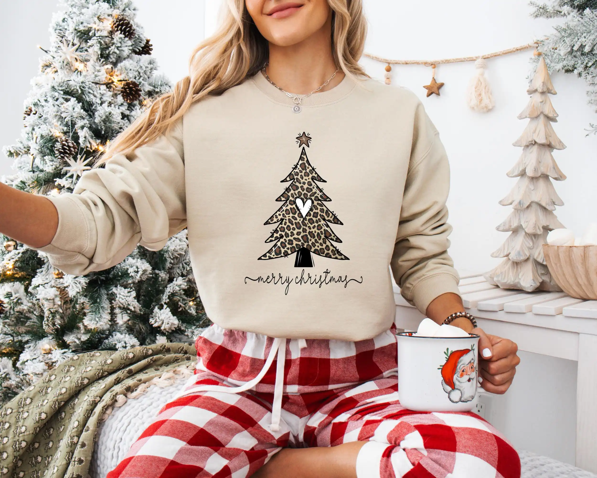 Leopard Christmas Tree Sweatshirt – Soft Unisex Holiday Top Leopard Christmas Tree Sweatshirt – Soft Unisex Holiday Top
