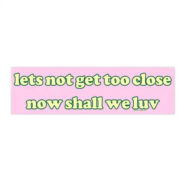 Let's Not Get Too Close Now Luv | Funny Meme Bumper Sticker