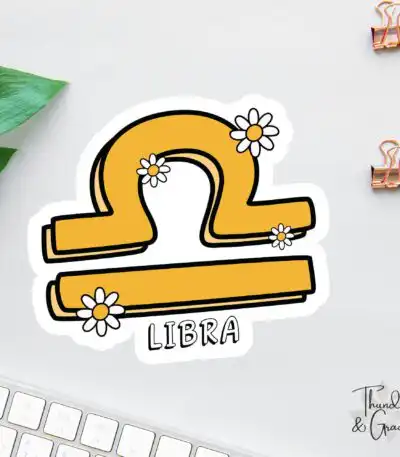 Libra Sticker – Retro Zodiac Design for Book Lovers & E-Readers