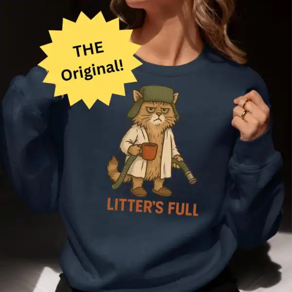 Litter's Full Christmas Vacation Cat Sweatshirt – Funny Holiday Top