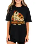 Mamasaurus T-Shirt – Retro Dinosaur Sunset Graphic Tee for Moms