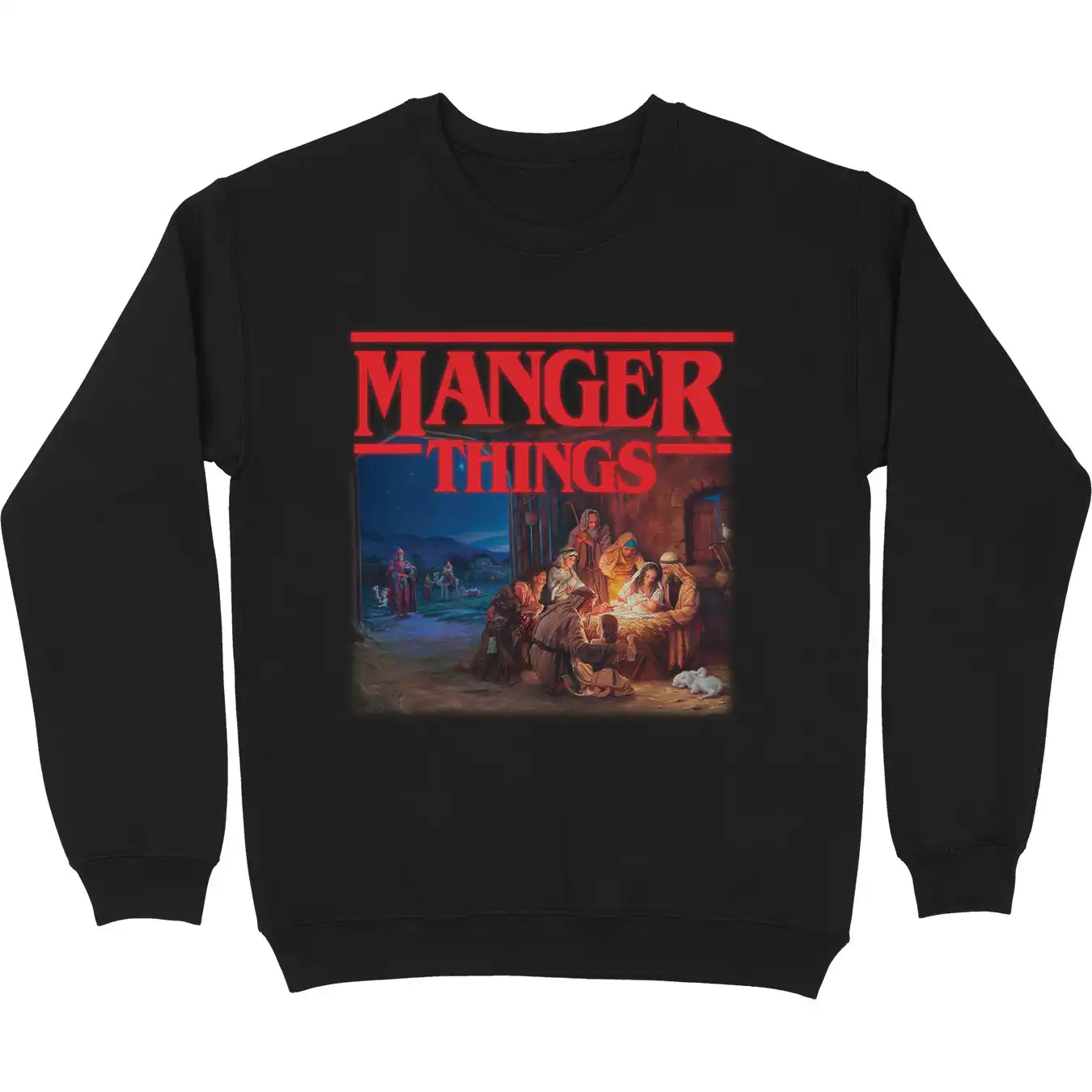 Manger Things Crewneck Sweatshirt – Soft Cotton Blend Top Manger Things Crewneck Sweatshirt – Soft Cotton Blend Top