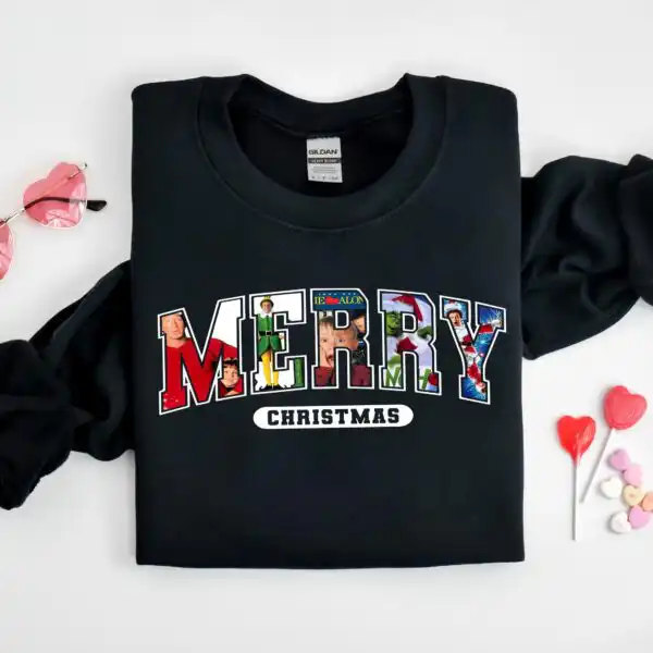 Merry Christmas 90s Movies Sweatshirt – Fun Holiday Crewneck
