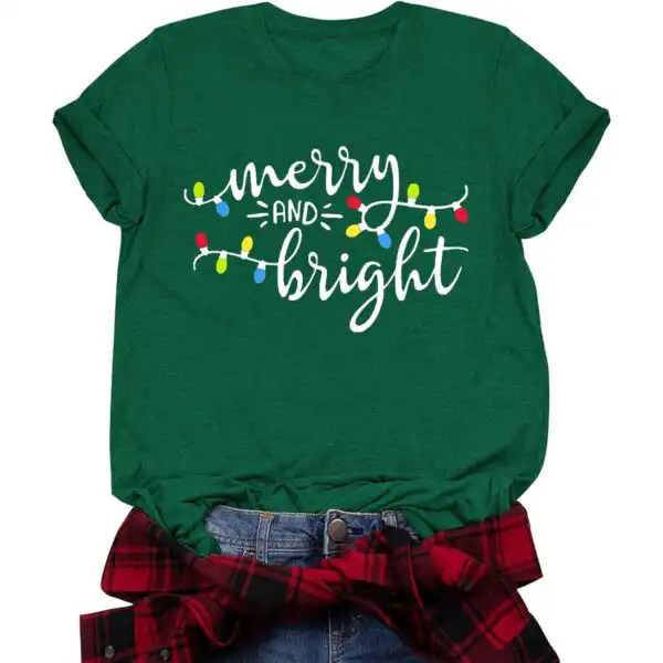 Merry Christmas Shirt for Women – Funny Holiday Short Sleeve Tee