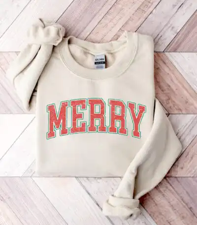 Merry Christmas Sweatshirt for Women – Cozy Holiday Crewneck Design