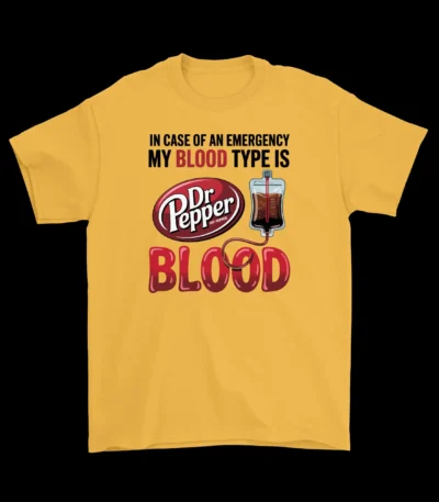 My Blood Type is Dr Pepper Tee – Fun Cotton Soda Graphic Shirt