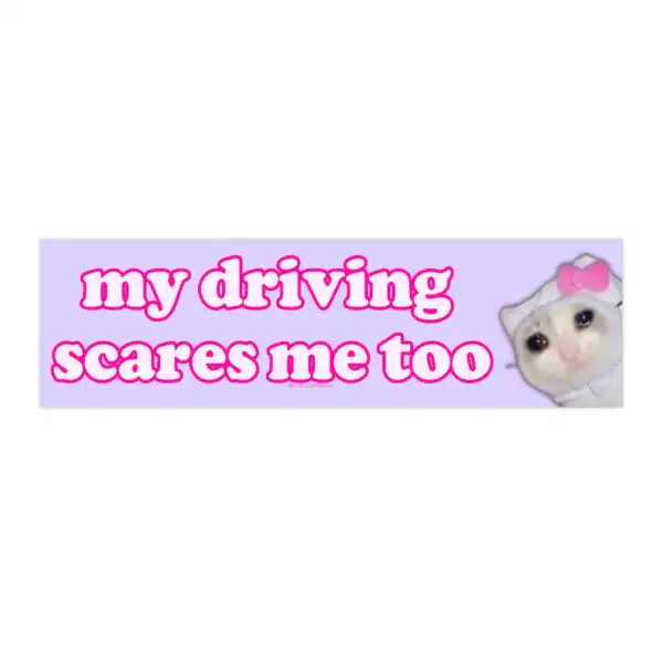 My Driving Scares Me Too Bumper Sticker & Magnet – Funny Vinyl Decor
