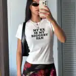 My Ex Is My Biggest Fan Baby Tee – Funny Sarcastic Crop Top