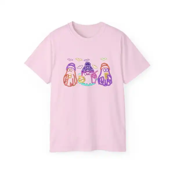 Neon Ghost Trio Fall Tee – Cute Halloween Coffee Shirt
