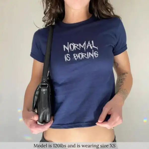 Normal Is Boring Baby Tee – Y2K Aesthetic Crop Top for Summer
