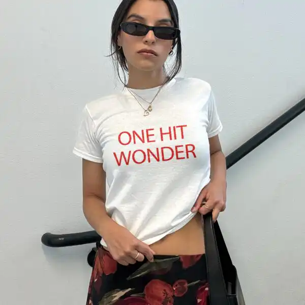 One Hit Wonder Y2K Baby Tee – Funny Concert Tour Graphic Top