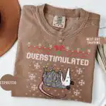 Overstimulated Festive Possum Christmas Shirt – Funny Holiday Tee