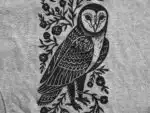 Owl Blossom Block Printed Shirt – Rustic Gray Heather Tee