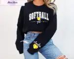 Personalized Girl Softball Sweatshirt – Custom Name Game Day Hoodie
