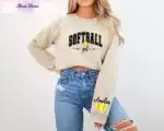 Personalized Girl Softball Sweatshirt – Custom Name Game Day Hoodie