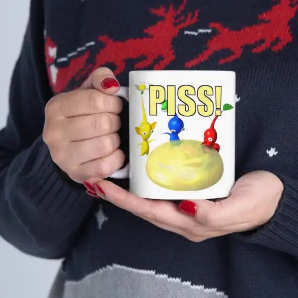 Pikmin PISS Mug – Funny White Ceramic Coffee Cup for All Drinks