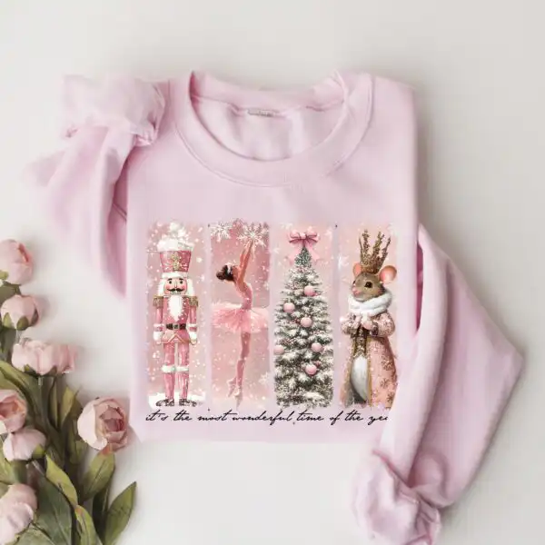 Pink Nutcracker Christmas Sweatshirt – Cute Holiday Ballet Top