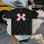 Pink Ribbon 90s Baby Tee – Trendy Coquette Pink Bow Shirt