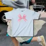 Pink Ribbon 90s Baby Tee – Trendy Coquette Pink Bow Shirt