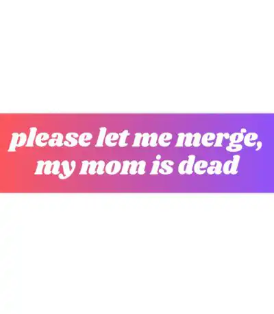 Please Let Me Merge Bumper Sticker – Durable Vinyl Decal for All Use