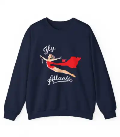 Princess Diana Fly Atlantic Sweatshirt – Retro 80s Navy Crewneck