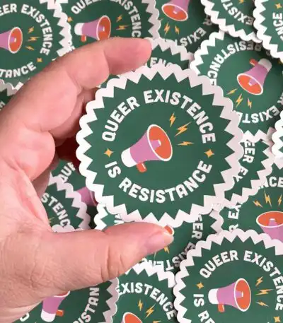 Queer Existence is Resistance Sticker – Retro Pride Vinyl Decal