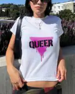 Queer Pink Triangle Baby Tee – Y2K Punk Graphic Crop Top