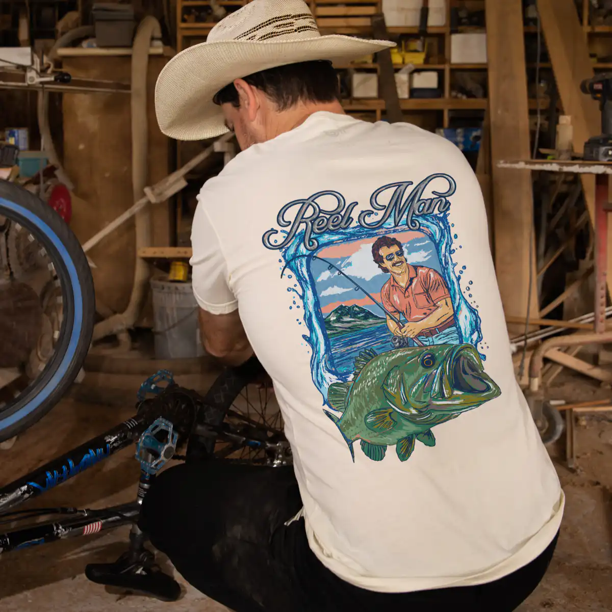 Reel Man T Shirt – Soft 100% Cotton Tee with Worn-In Comfort Reel Man T Shirt – Soft 100% Cotton Tee with Worn-In Comfort