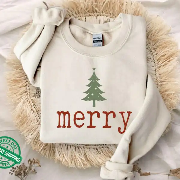 Retro Merry Christmas Sweatshirt – Cute Holiday Gift for Women